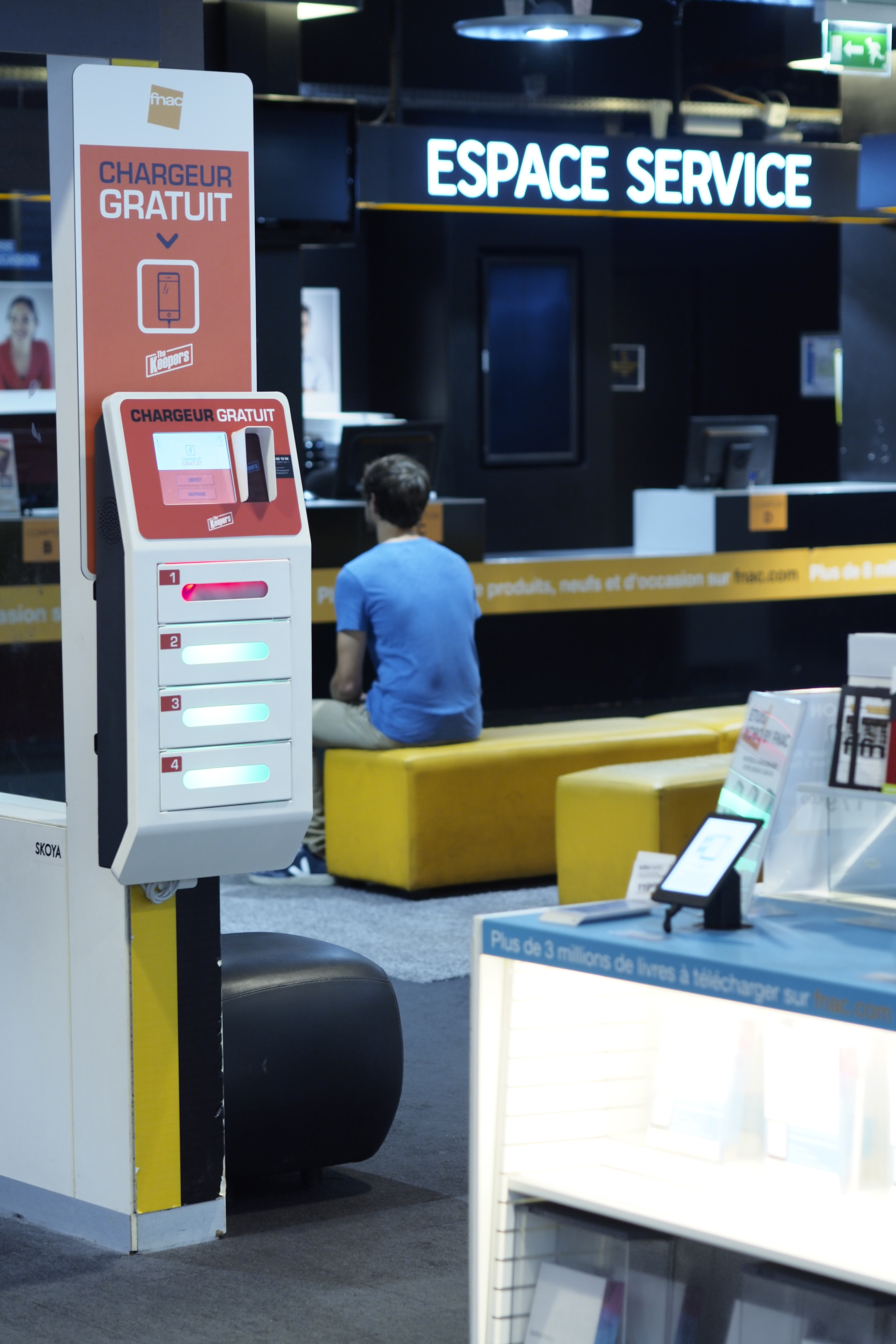 Phone charging station in large retail stores